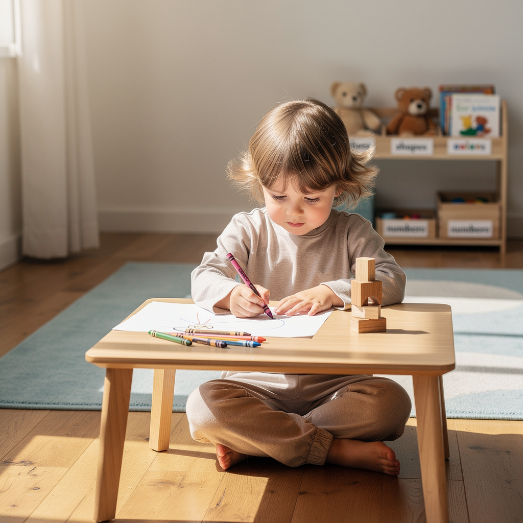 Child engaged in creative storytelling and art
